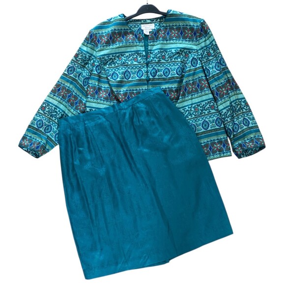 Adrianna Papell‎ Women's Skirt Suits Silk Green Floral  Plus Size 24 - Picture 1 of 16